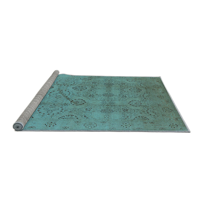 Sideview of Machine Washable Oriental Light Blue Industrial Rug, wshurb3234lblu