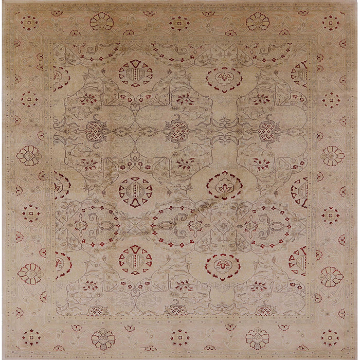 Square Mid-Century Modern Gold Brown Oriental Rug, urb3234