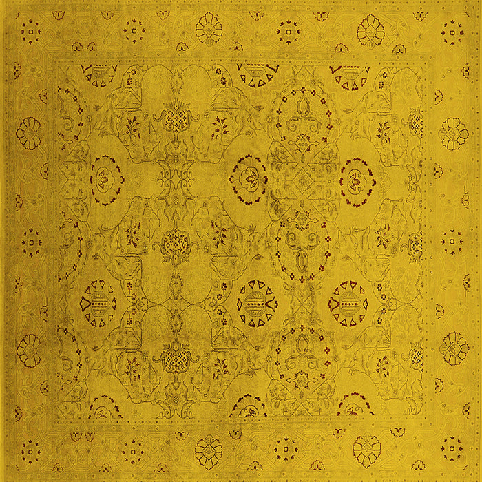 Square Machine Washable Oriental Yellow Industrial Rug, wshurb3234yw