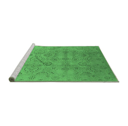 Sideview of Machine Washable Oriental Emerald Green Industrial Area Rugs, wshurb3234emgrn