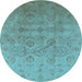 Round Oriental Light Blue Industrial Rug, urb3234lblu