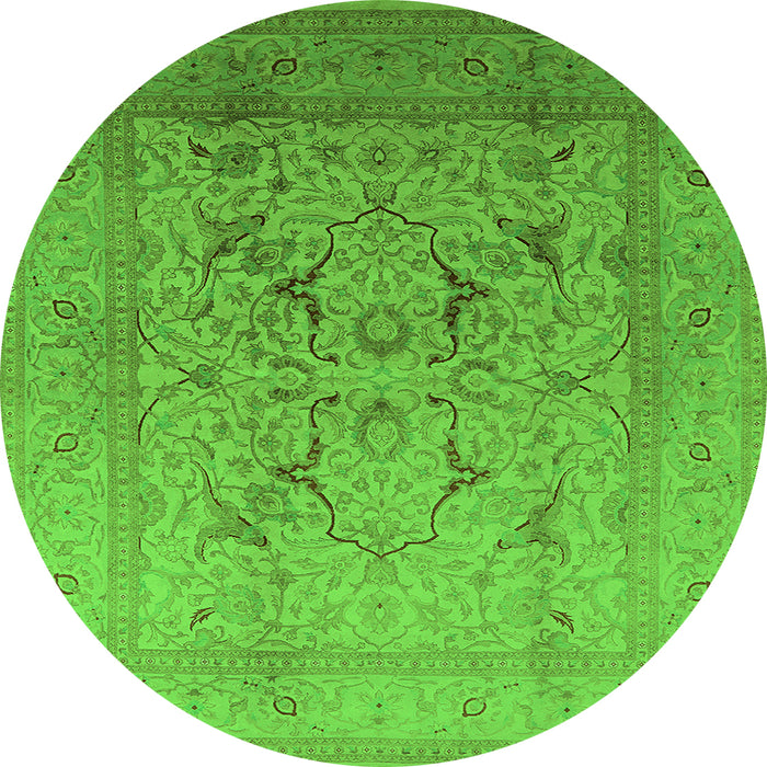 Round Oriental Green Industrial Rug, urb3235grn