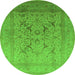 Round Oriental Green Industrial Rug, urb3235grn