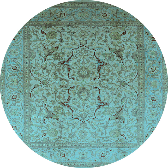Round Oriental Light Blue Industrial Rug, urb3235lblu