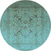 Round Oriental Light Blue Industrial Rug, urb3235lblu