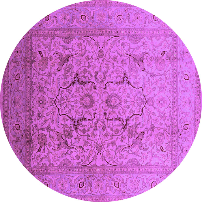 Round Machine Washable Oriental Purple Industrial Area Rugs, wshurb3235pur