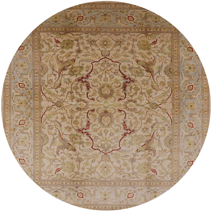 Round Mid-Century Modern Light Brown Oriental Rug, urb3235