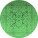 Round Oriental Emerald Green Industrial Rug, urb3235emgrn