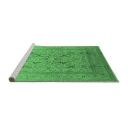 Sideview of Machine Washable Oriental Emerald Green Industrial Area Rugs, wshurb3235emgrn