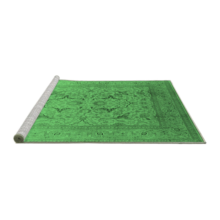 Sideview of Machine Washable Oriental Emerald Green Industrial Area Rugs, wshurb3235emgrn