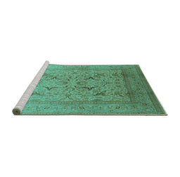 Sideview of Machine Washable Oriental Turquoise Industrial Area Rugs, wshurb3235turq