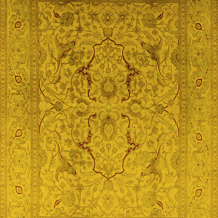 Machine Washable Oriental Yellow Industrial Rug, wshurb3235yw