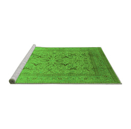 Sideview of Machine Washable Oriental Green Industrial Area Rugs, wshurb3235grn