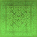 Square Machine Washable Oriental Green Industrial Area Rugs, wshurb3235grn