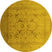 Round Oriental Yellow Industrial Rug, urb3235yw