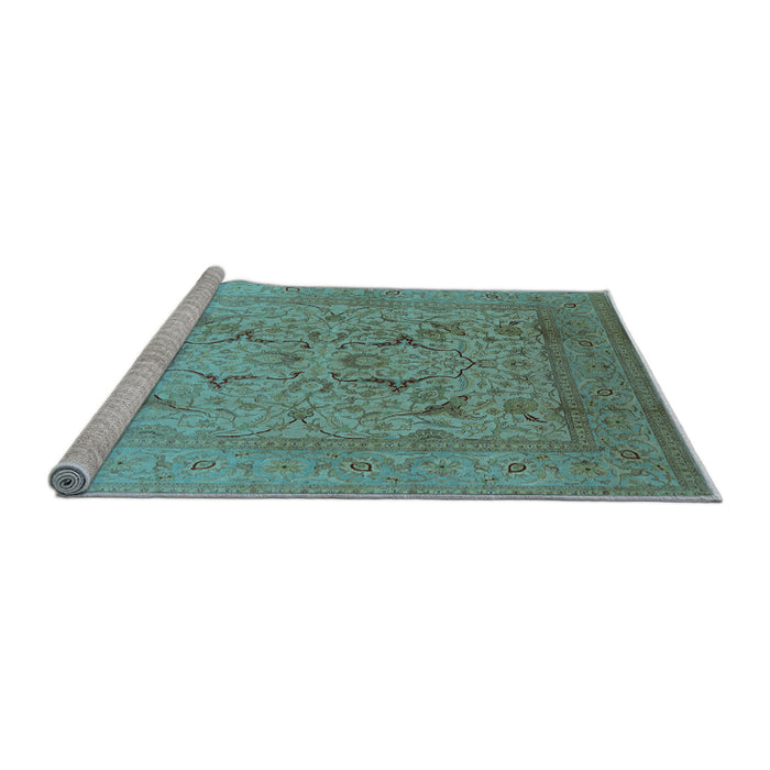Sideview of Machine Washable Oriental Light Blue Industrial Rug, wshurb3235lblu
