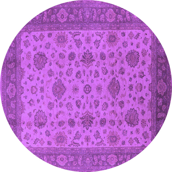 Round Machine Washable Oriental Purple Industrial Area Rugs, wshurb3236pur