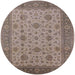 Round Mid-Century Modern Camel Brown Oriental Rug, urb3236