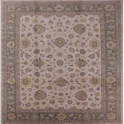 Square Mid-Century Modern Camel Brown Oriental Rug, urb3236