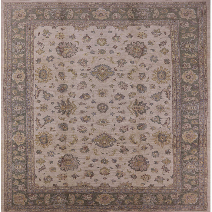 Square Mid-Century Modern Camel Brown Oriental Rug, urb3236