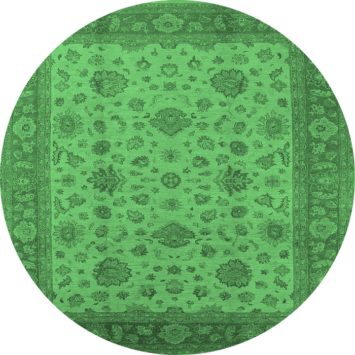 Round Oriental Emerald Green Industrial Rug, urb3236emgrn