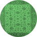 Round Oriental Emerald Green Industrial Rug, urb3236emgrn