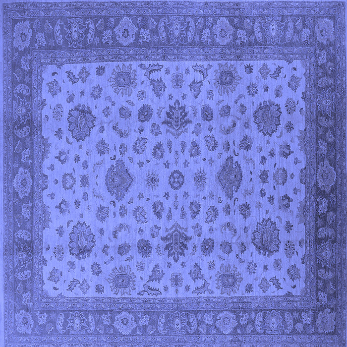 Square Machine Washable Oriental Blue Industrial Rug, wshurb3236blu