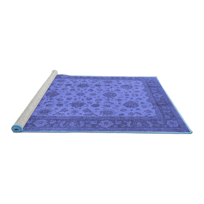Sideview of Machine Washable Oriental Blue Industrial Rug, wshurb3236blu