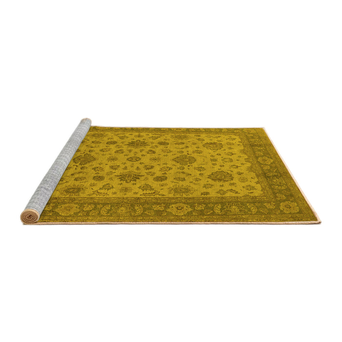 Sideview of Machine Washable Oriental Yellow Industrial Rug, wshurb3236yw