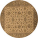 Round Oriental Brown Industrial Rug, urb3236brn