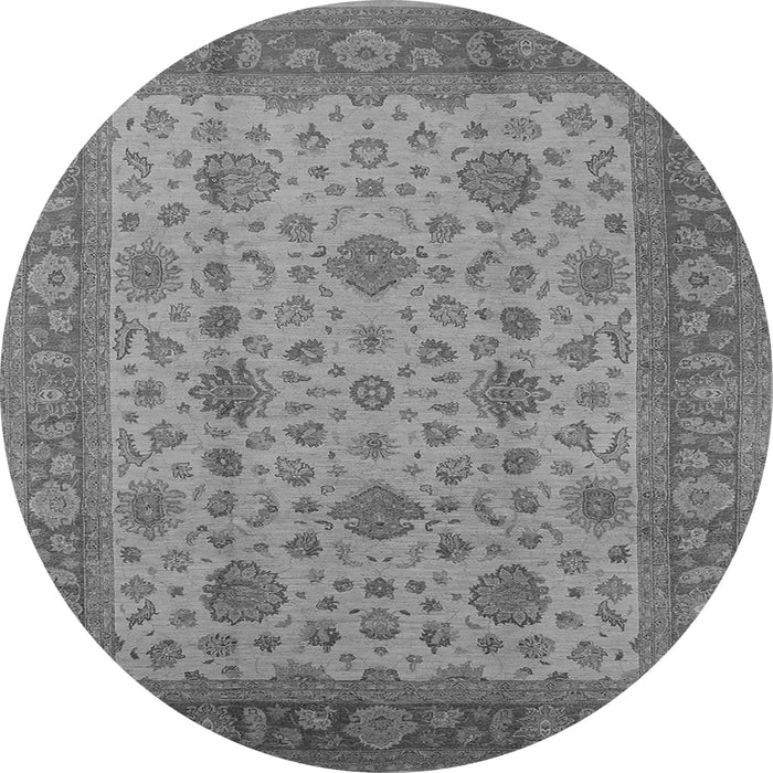 Round Machine Washable Oriental Gray Industrial Rug, wshurb3236gry
