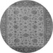 Round Machine Washable Oriental Gray Industrial Rug, wshurb3236gry