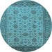 Round Oriental Light Blue Industrial Rug, urb3236lblu