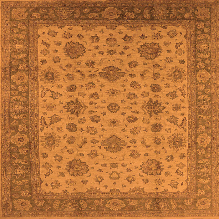 Square Machine Washable Oriental Orange Industrial Area Rugs, wshurb3236org