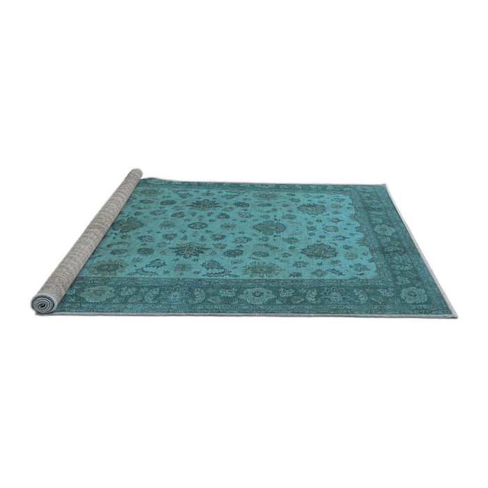 Sideview of Machine Washable Oriental Light Blue Industrial Rug, wshurb3236lblu