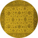 Round Oriental Yellow Industrial Rug, urb3236yw