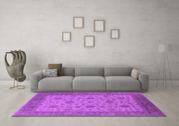 Machine Washable Oriental Purple Industrial Area Rugs in a Living Room, wshurb3236pur
