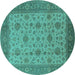 Round Oriental Turquoise Industrial Rug, urb3236turq