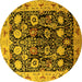 Round Oriental Yellow Industrial Rug, urb3237yw