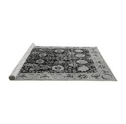 Sideview of Machine Washable Oriental Gray Industrial Rug, wshurb3237gry