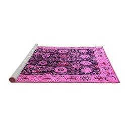 Sideview of Machine Washable Oriental Pink Industrial Rug, wshurb3237pnk