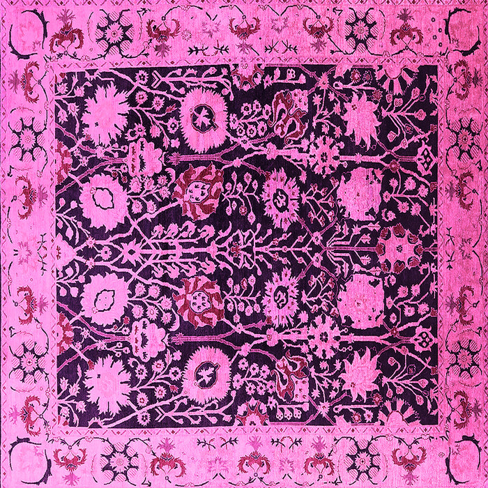 Square Machine Washable Oriental Pink Industrial Rug, wshurb3237pnk