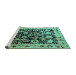 Sideview of Machine Washable Oriental Turquoise Industrial Area Rugs, wshurb3237turq