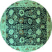 Round Oriental Turquoise Industrial Rug, urb3237turq