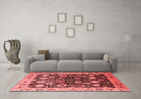 Machine Washable Oriental Red Industrial Rug, wshurb3237red