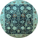 Round Oriental Light Blue Industrial Rug, urb3237lblu