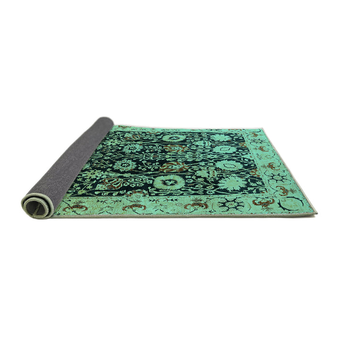 Sideview of Oriental Turquoise Industrial Rug, urb3237turq