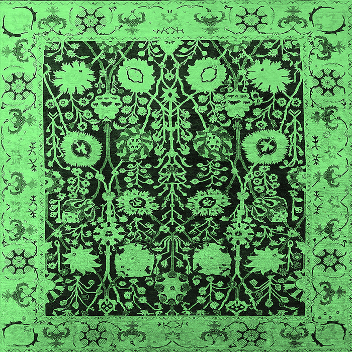 Square Oriental Emerald Green Industrial Rug, urb3237emgrn