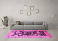 Machine Washable Oriental Pink Industrial Rug, wshurb3237pnk