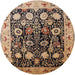 Round Mid-Century Modern Bakers Brown Oriental Rug, urb3237